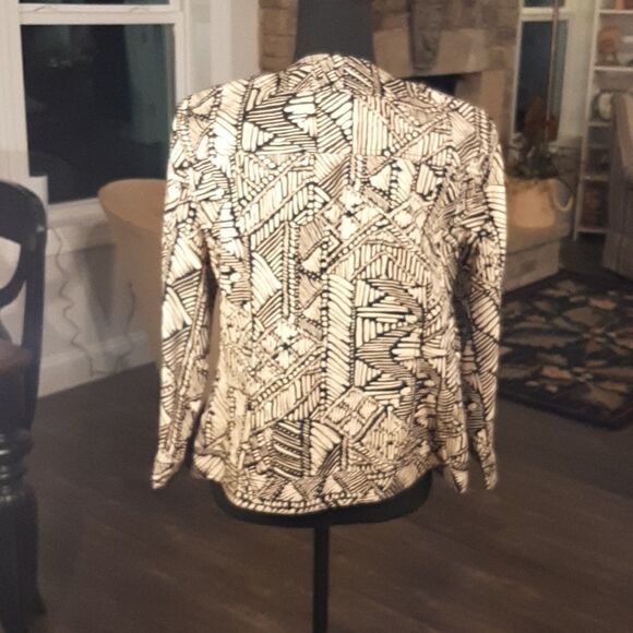 NWOT Ruby Rd Cream and Black Print Jacket - Picture 3 of 9